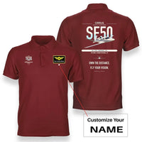 Thumbnail for Cirrus Vision Jet G2+ design on red+name double-side polo t-shirt, double-side print