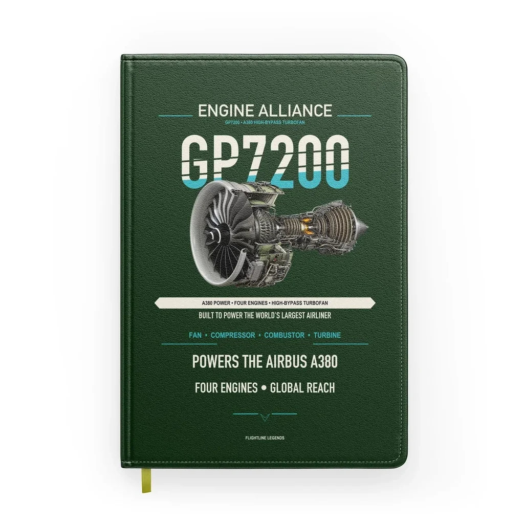 GP7200 design on dark green notebook