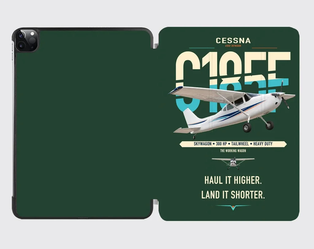 Cessna A185F Skywagon design on dark green ipad tablet case