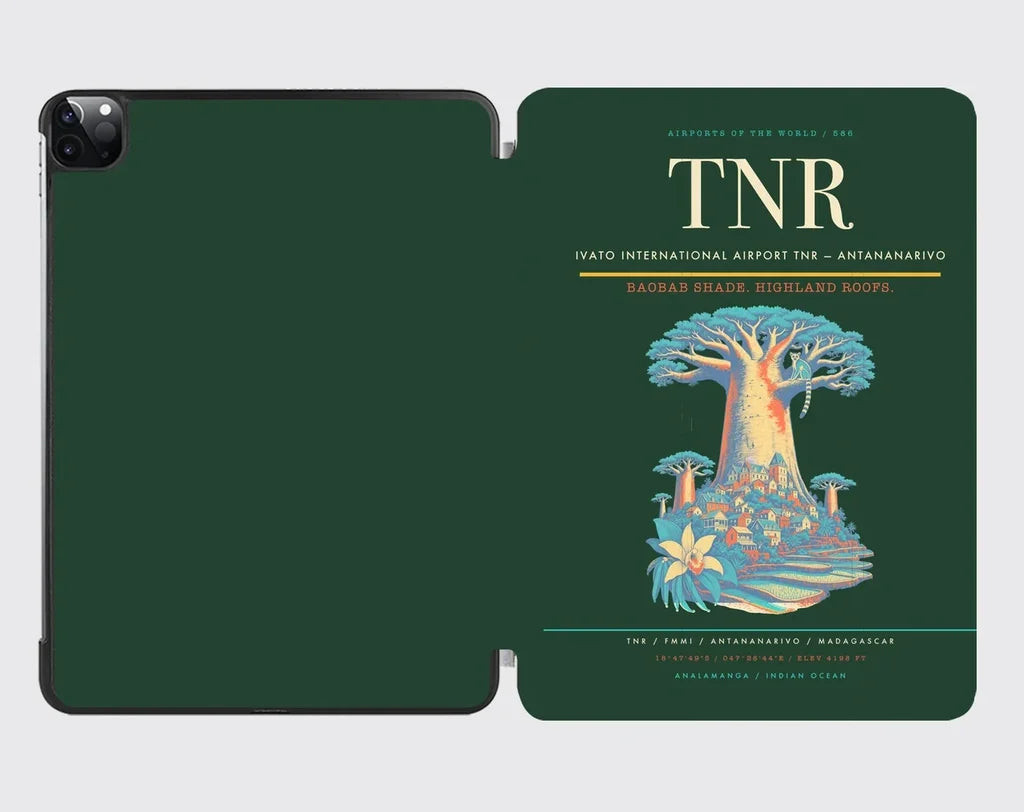 Ivato International Airport (TNR) design on dark green ipad tablet case