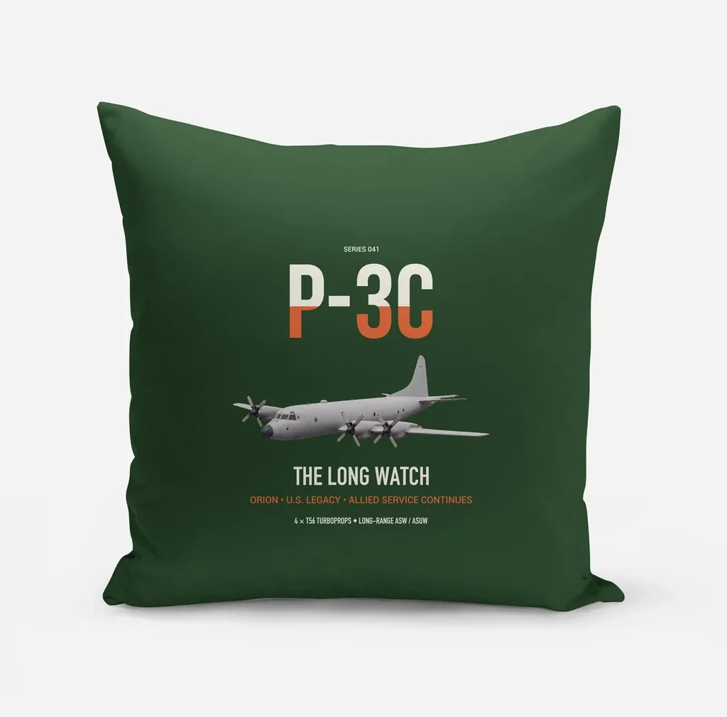 P-3C Orion design on dark green pillow