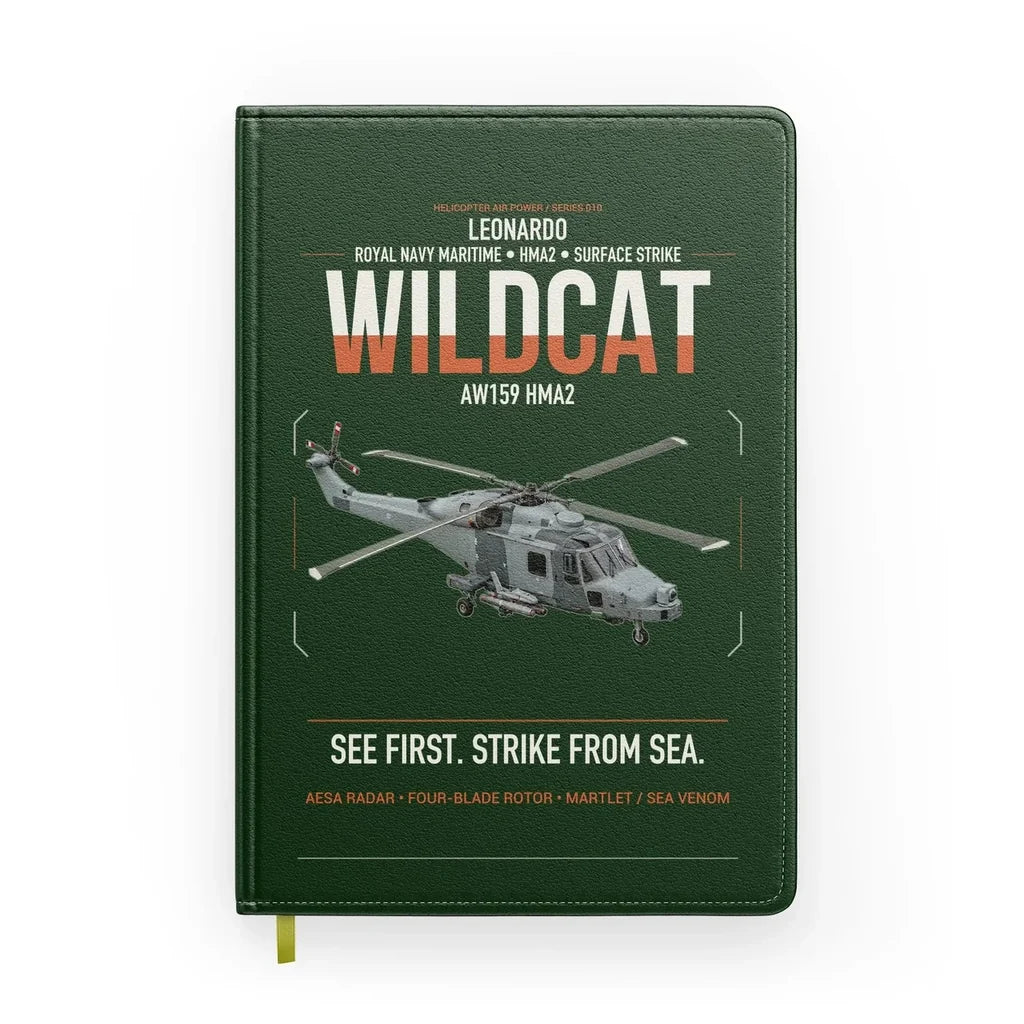 Leonardo AW159 Wildcat HMA2 design on dark green notebook