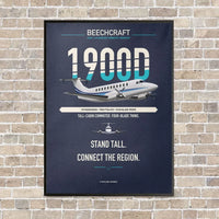 Thumbnail for Beechcraft 1900D vertical canvas print - framed - navy blue background
