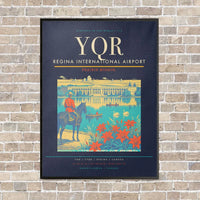Thumbnail for Regina International Airport YQR vertical canvas print - framed - navy blue background