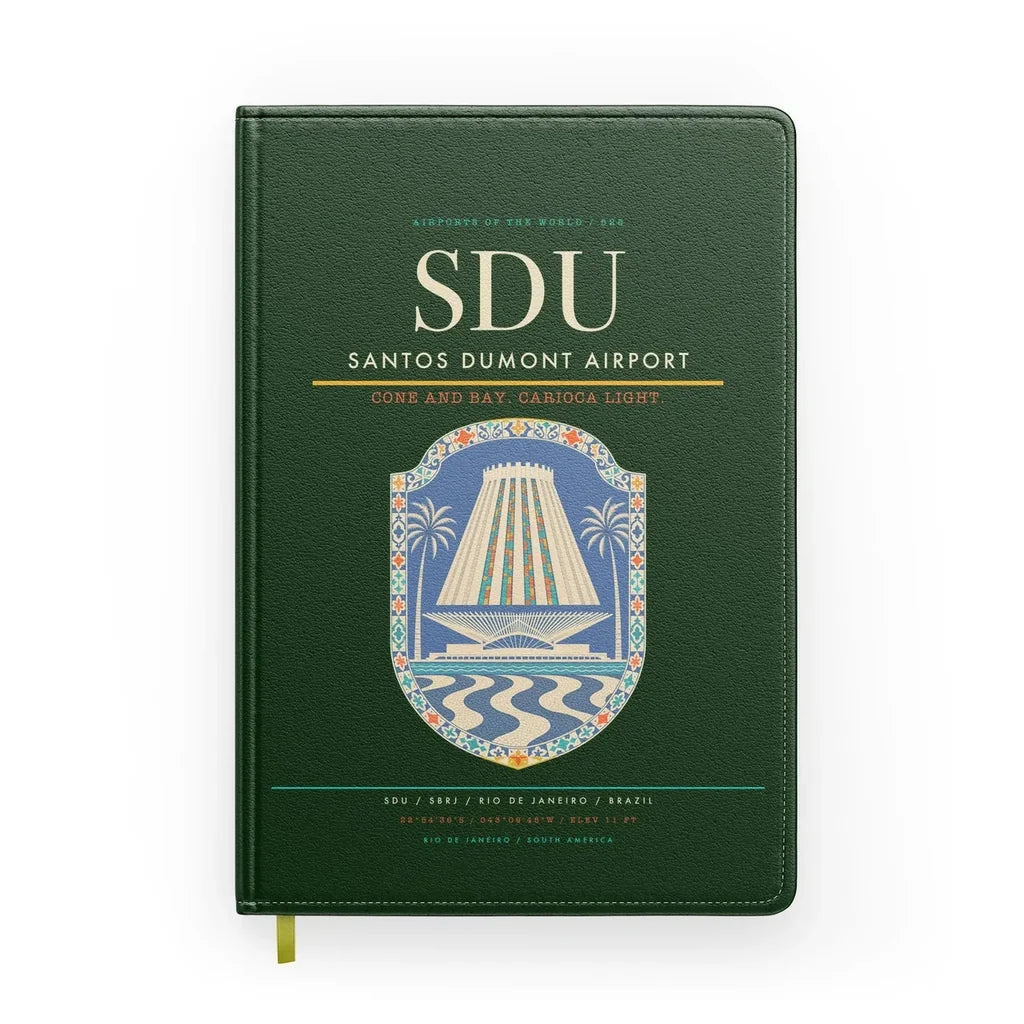 Santos Dumont Airport (SDU) design on dark green notebook