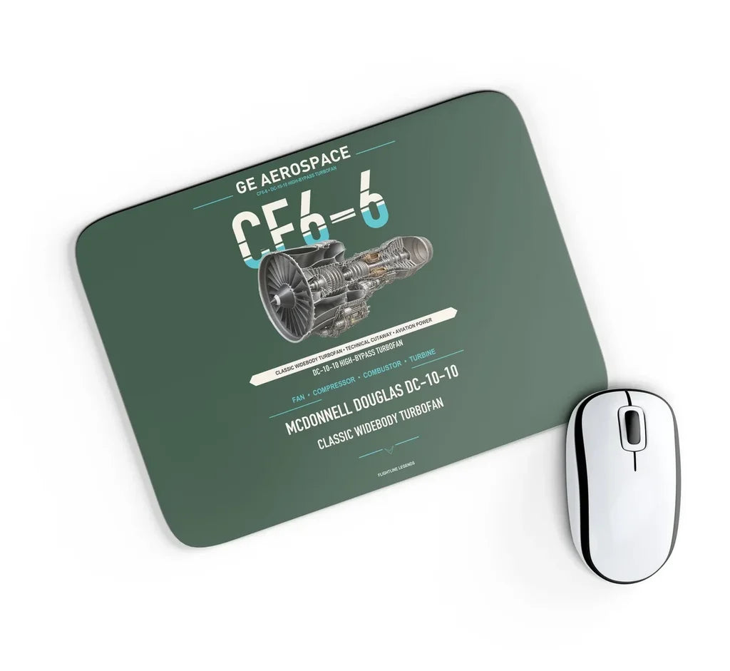 CF6-6 design on dark green rectangle mouse pad
