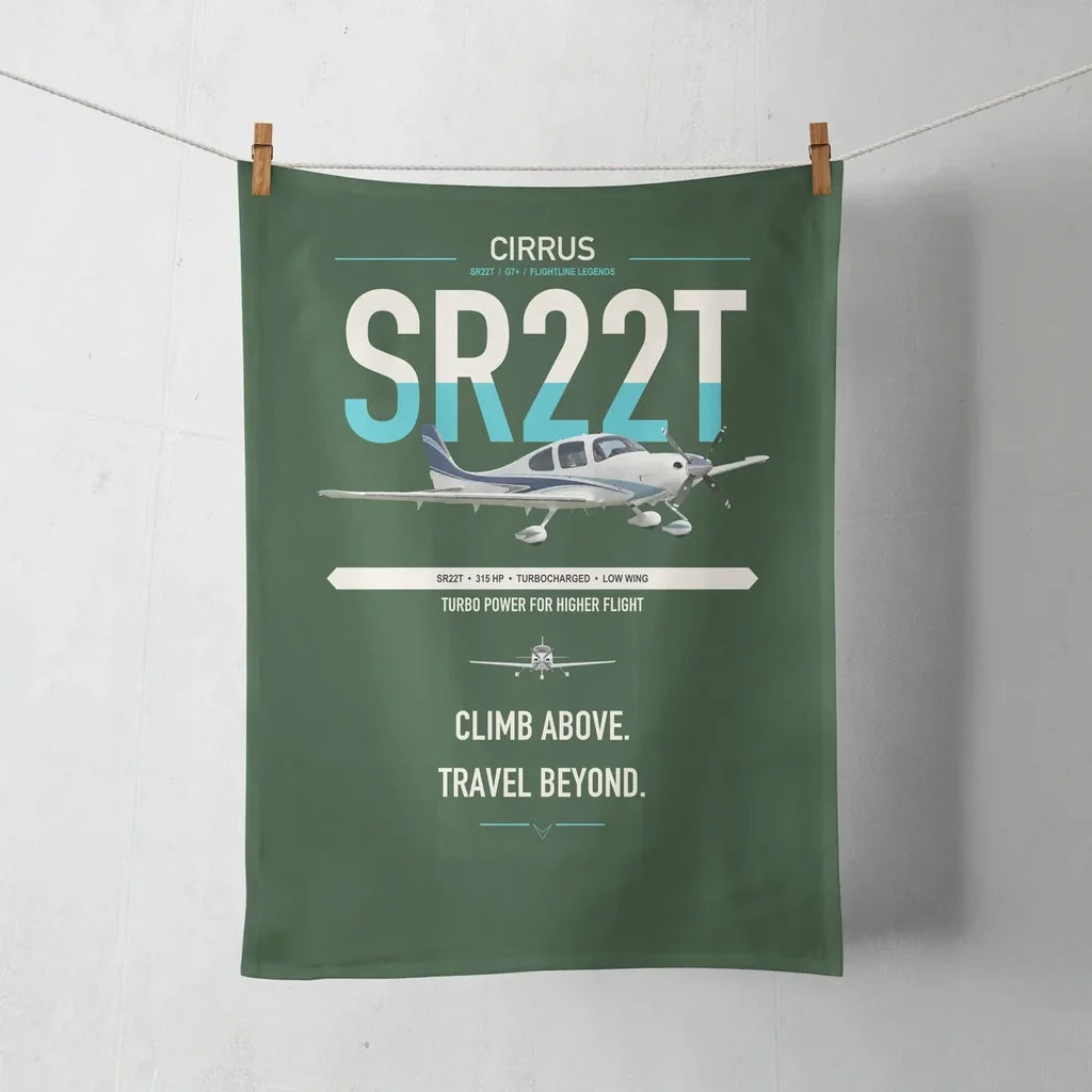 Cirrus SR22T design on dark green towel