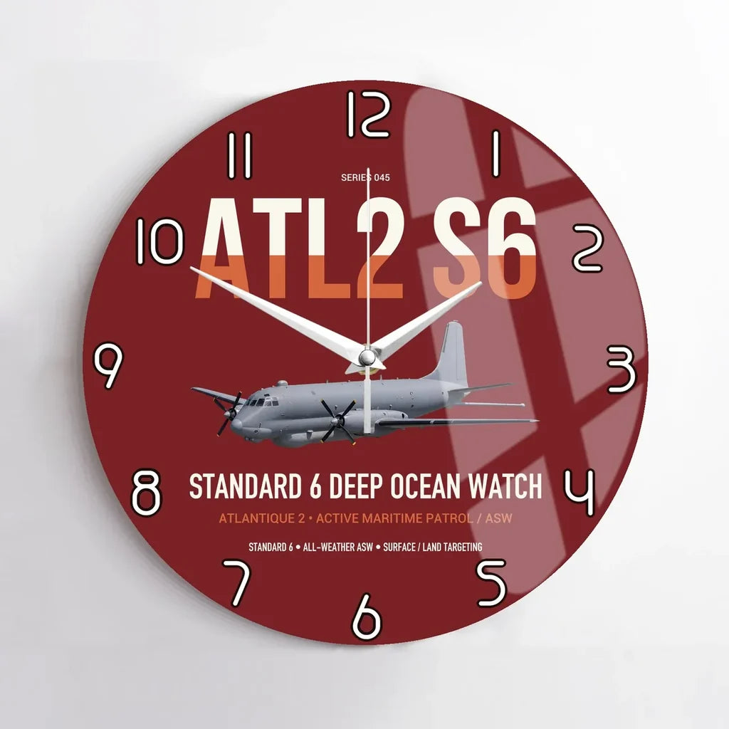Atlantique 2 Standard 6 design on dark red no frame wall clock
