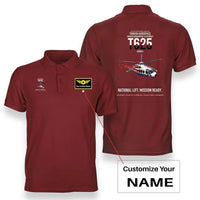 Thumbnail for Turkish Aerospace T625 Gökbey design on red+name double-side polo t-shirt, double-side print