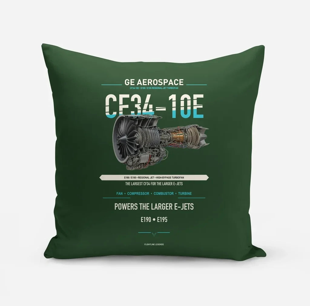 CF34-10E design on dark green pillow