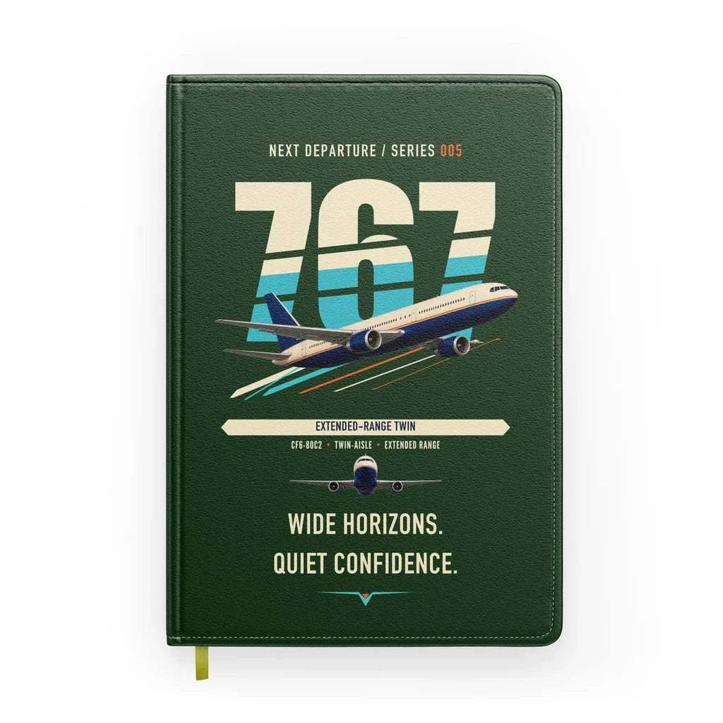 Boeing 767-300ER design on dark green notebook