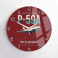 Thumbnail for P-59A Airacomet design on dark red no frame wall clock