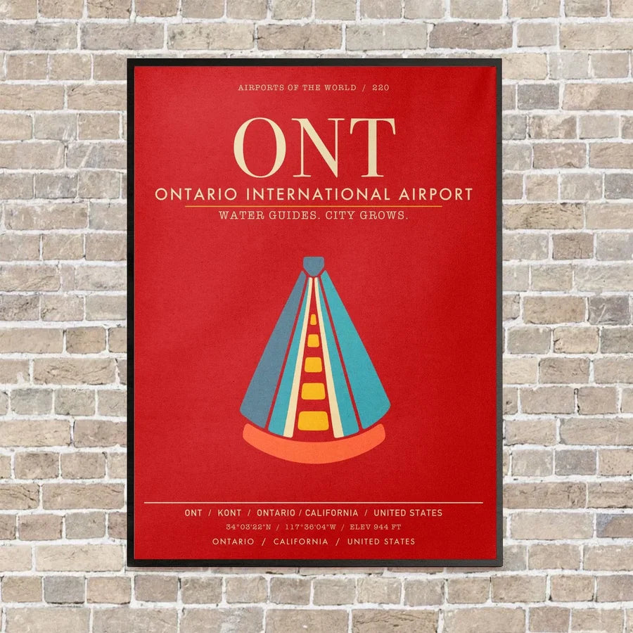 Ontario International Airport ONT - Canvas Framed - Red