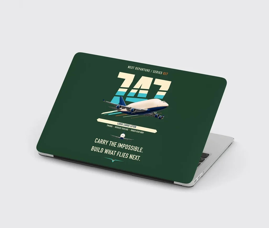 Boeing 747-400 Dreamlifter design on dark green MacBook case