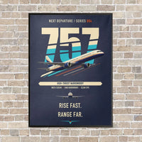 Thumbnail for Boeing 757-200 vertical canvas print - framed - navy blue background