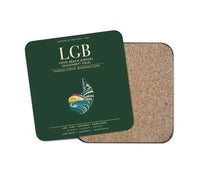 Thumbnail for Long Beach Airport (Daugherty Field) (LGB) design on dark green 1 piece coaster