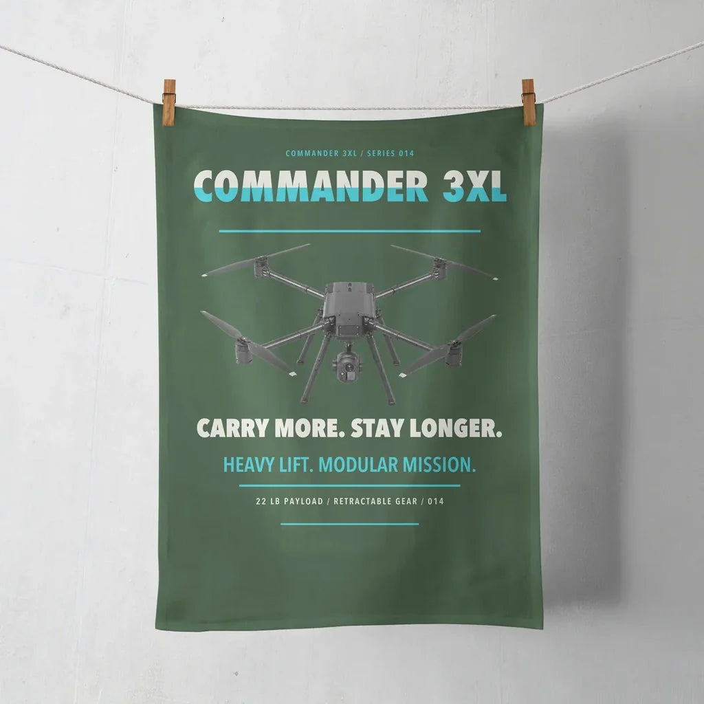 Draganfly Commander 3XL design on dark green towel