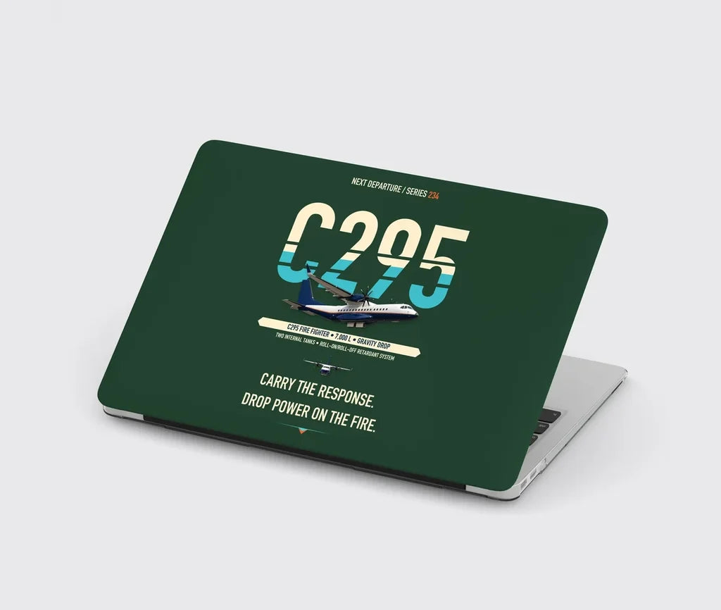 Airbus C295 Firefighter design on dark green MacBook case