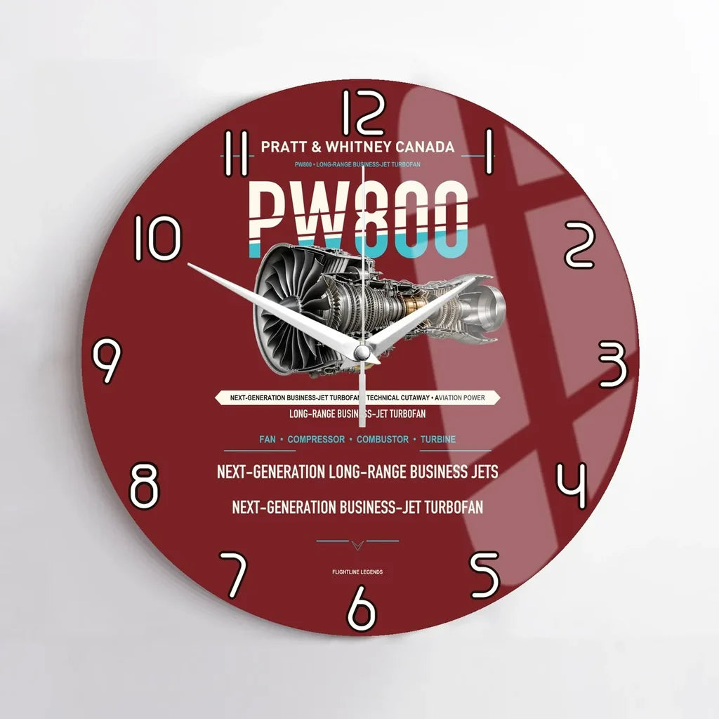 PW800 design on dark red no frame wall clock