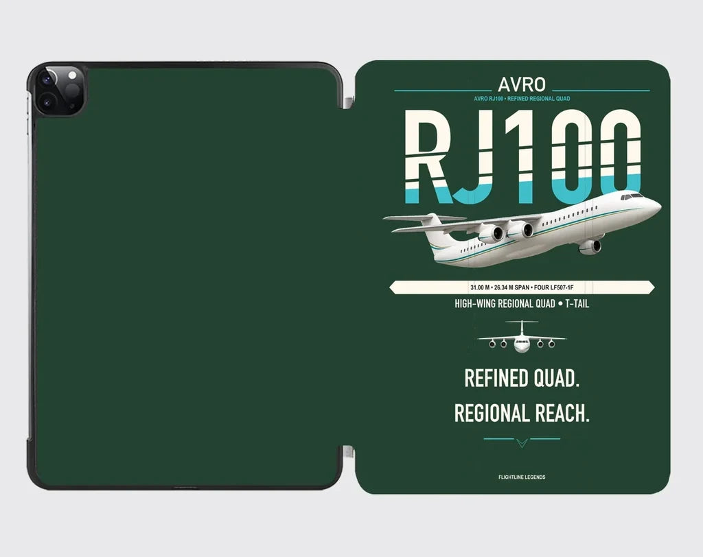 Avro RJ100 design on dark green ipad tablet case