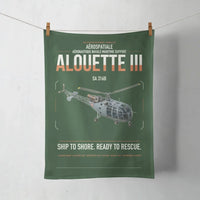 Thumbnail for Aérospatiale SA 316B Alouette III design on dark green towel