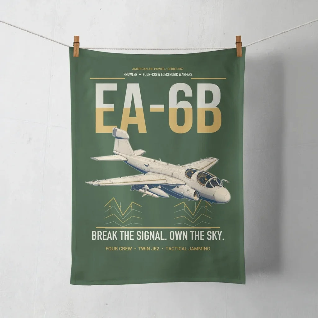 EA-6B Prowler design on dark green towel