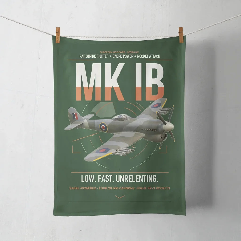 Hawker Typhoon Mk IB design on dark green towel