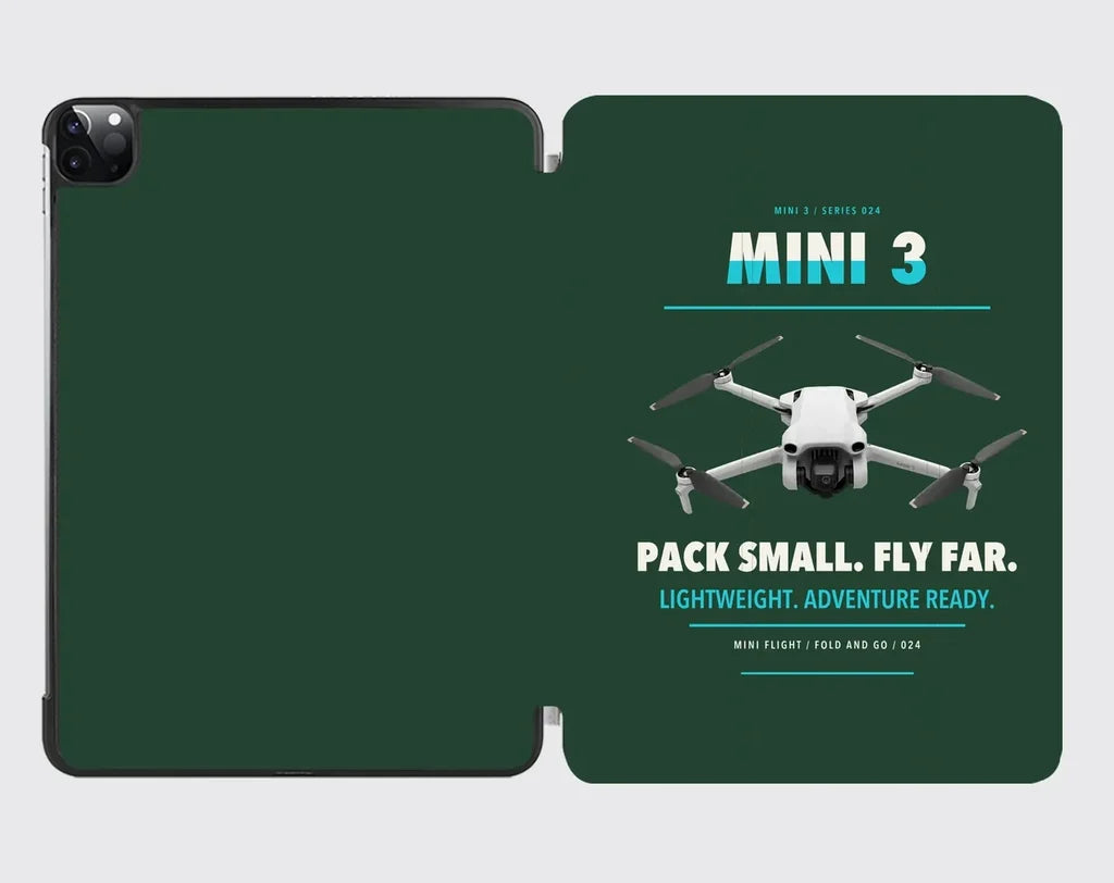 DJI Mini 3 design on dark green ipad tablet case
