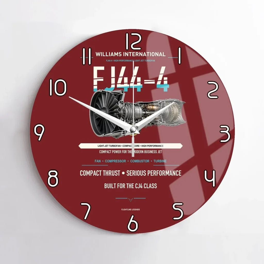 FJ44-4 design on dark red no frame wall clock