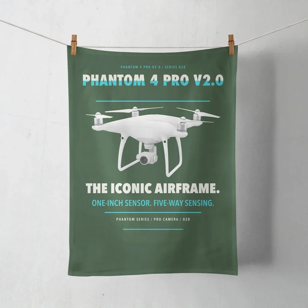 DJI Phantom 4 Pro V2.0 design on dark green towel