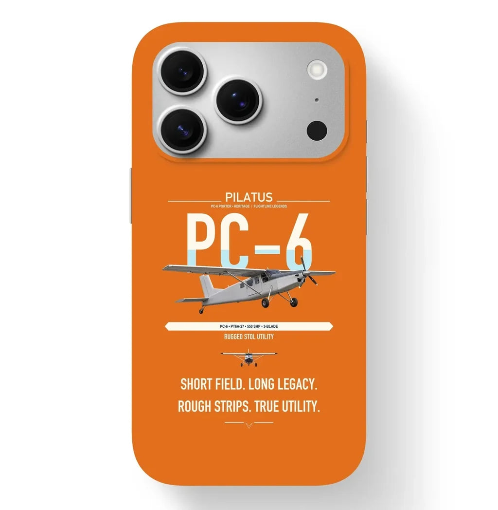 Pilatus PC-6 Porter design on orange magsafe iphone case, for iPhone 17 Pro