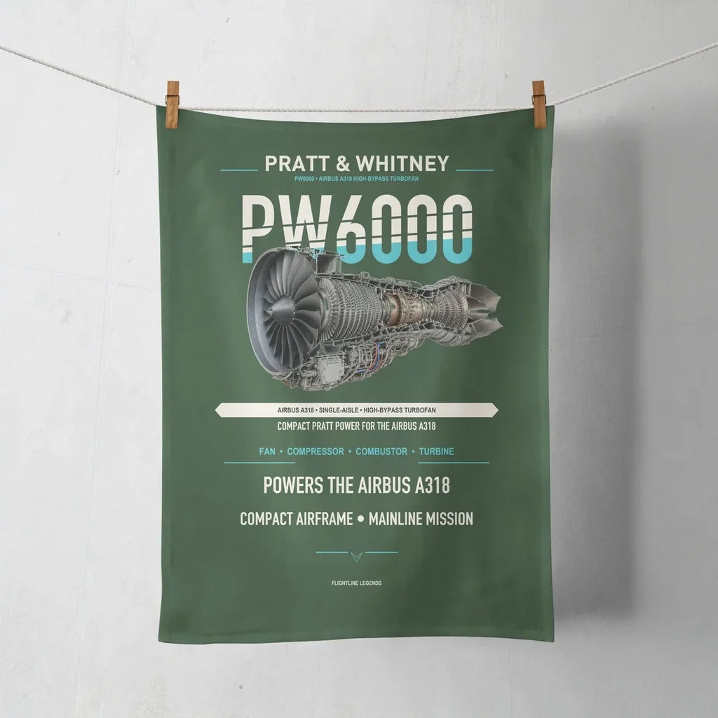 PW6000 design on dark green towel