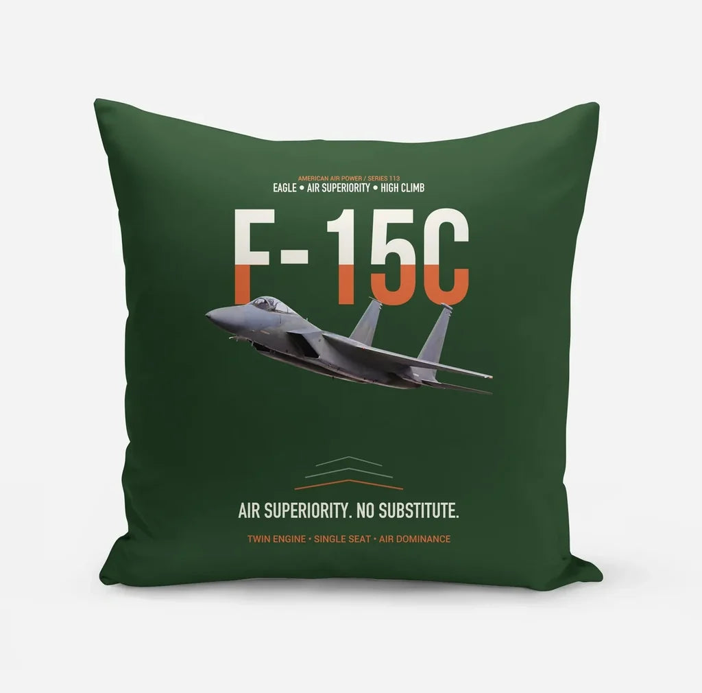 F-15C Eagle Air Superiority No Substitute design on dark green pillow