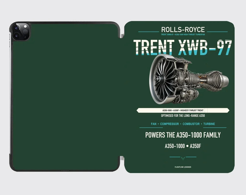 TRENT XWB-97 design on dark green ipad tablet case
