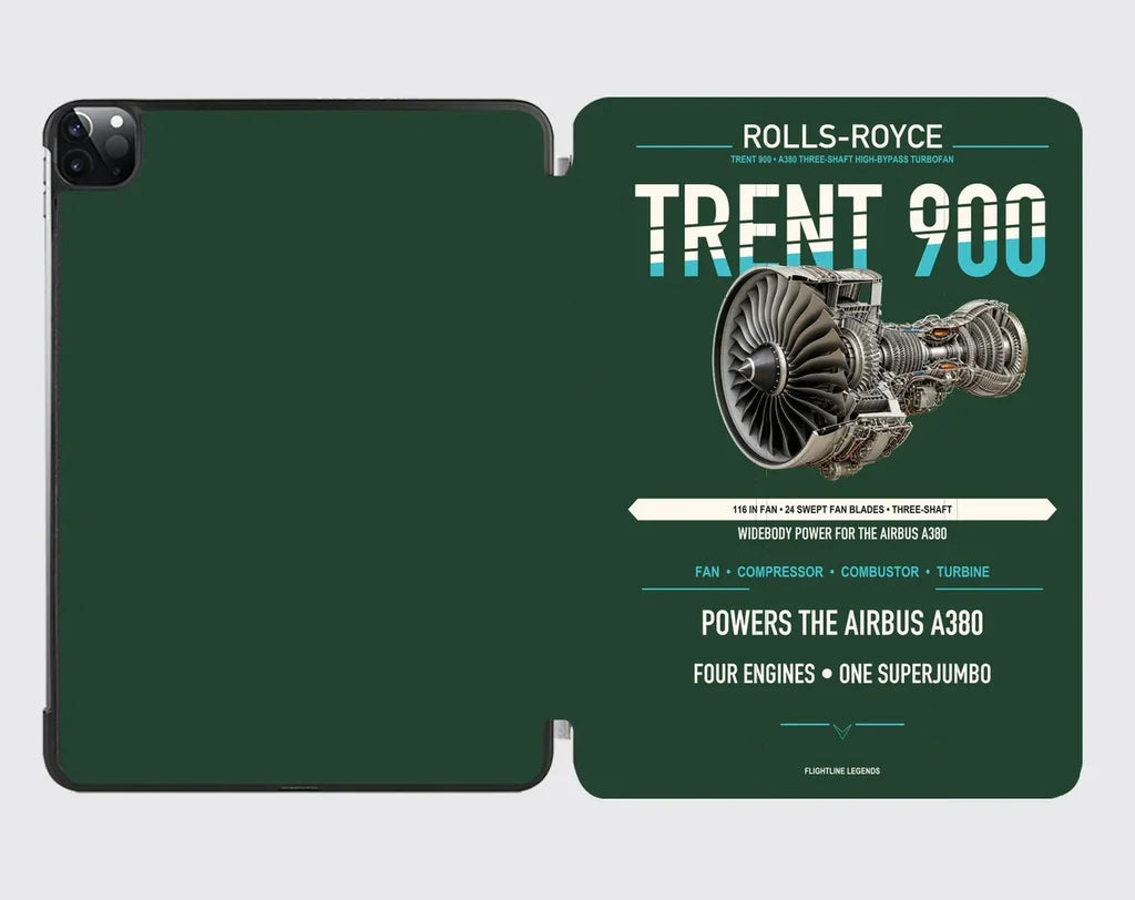 TRENT 900 design on dark green ipad tablet case