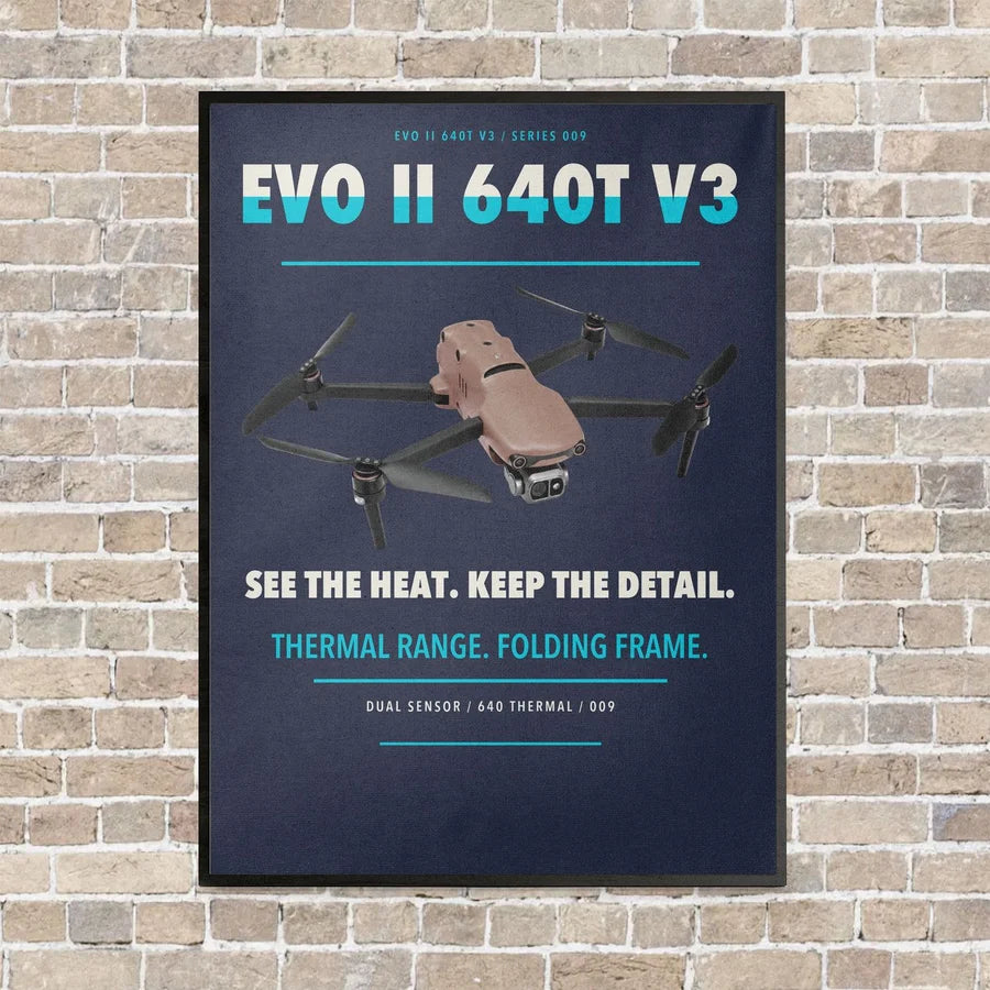 Autel EVO II Dual 640T V3 vertical canvas print - framed - navy blue background