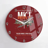 Thumbnail for Fairey Swordfish Mk I design on dark red no frame wall clock