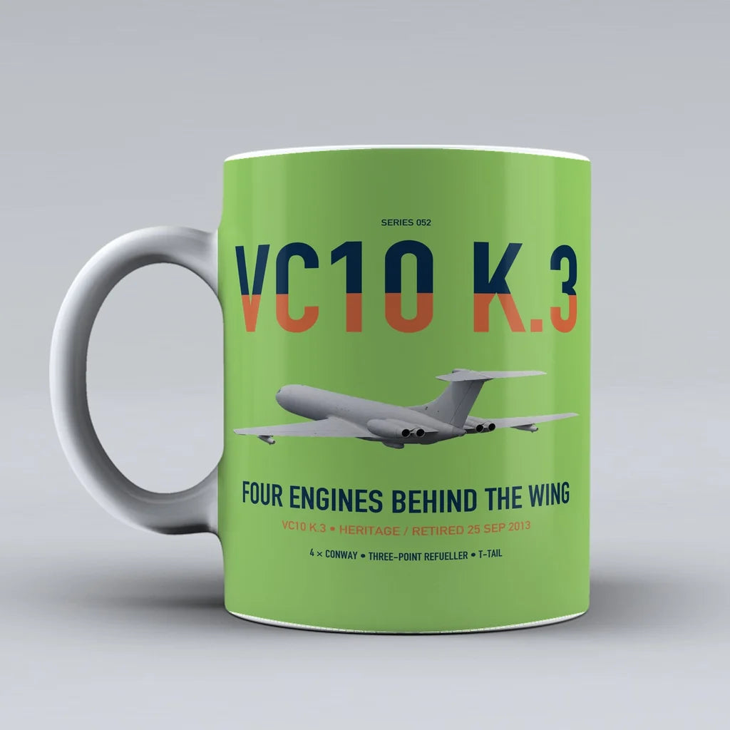 Vickers VC10 K.3 design on light green ceramic mug, double-side print