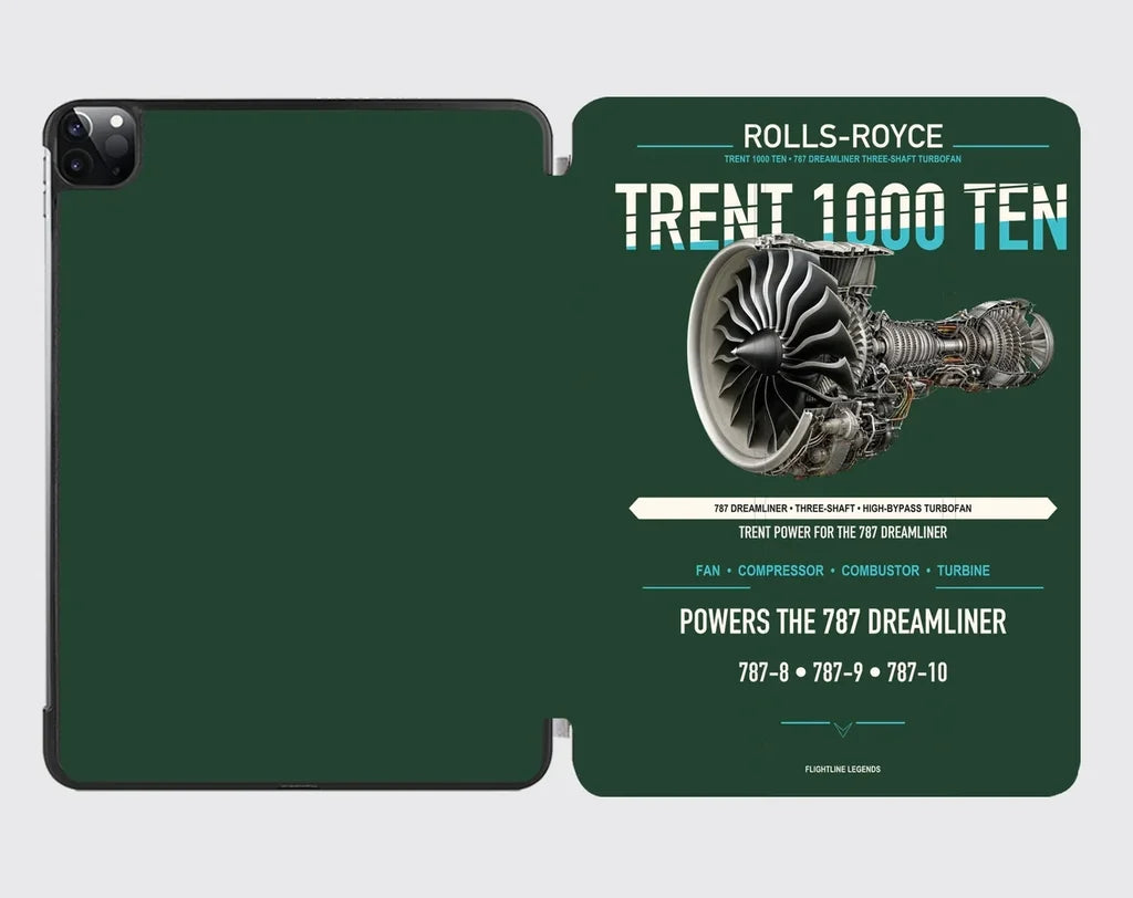 TRENT 1000 TEN design on dark green ipad tablet case