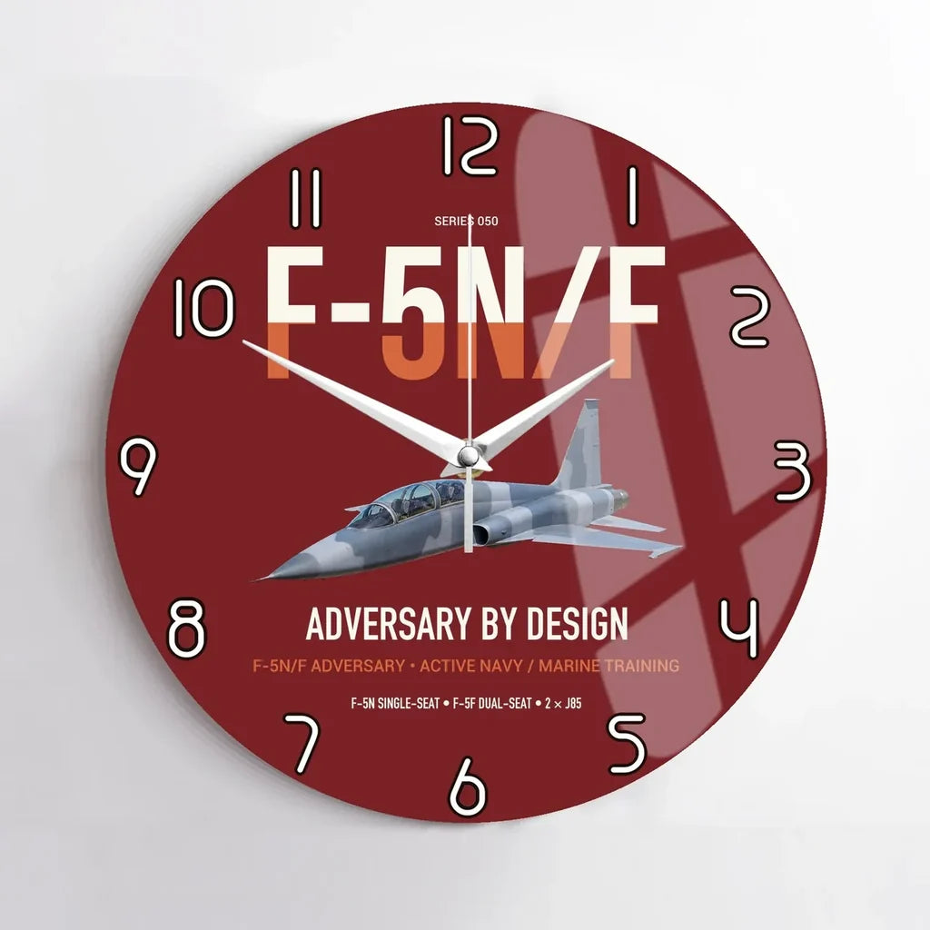F-5N F Adversary design on dark red no frame wall clock