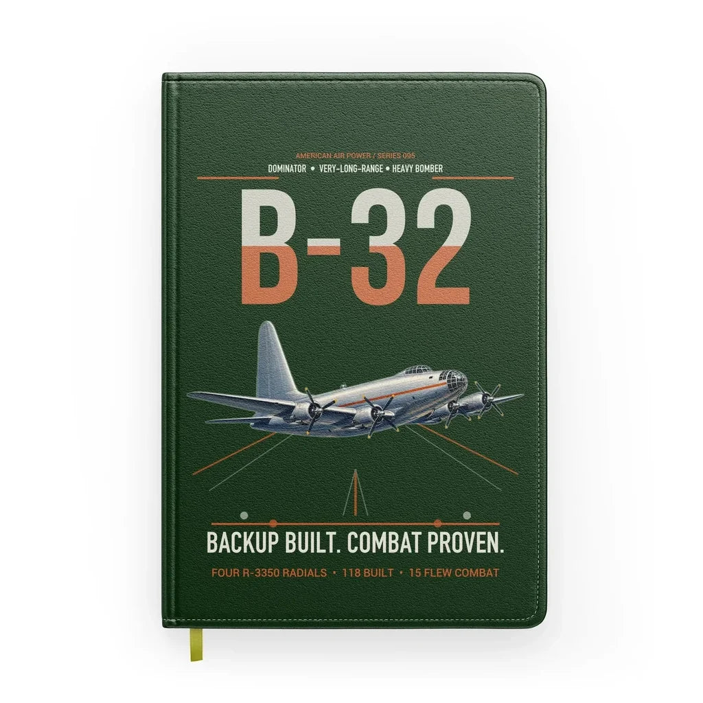 B-32 Dominator design on dark green notebook