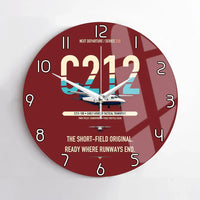 Thumbnail for CASA C-212-100 Aviocar design on dark red no frame wall clock