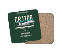 Thumbnail for Bombardier CRJ700 design on dark green 1 piece coaster