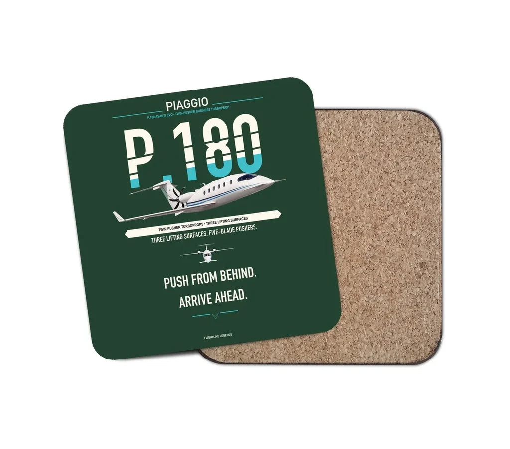 Piaggio P.180 Avanti EVO design on dark green 1 piece coaster