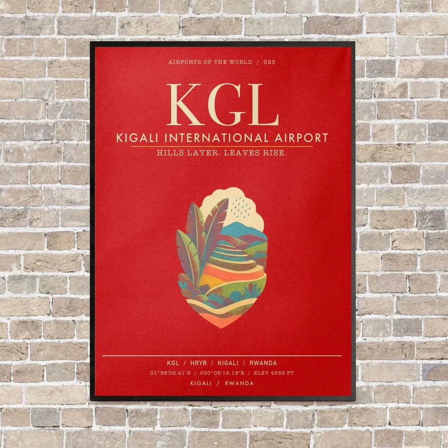 Kigali International Airport KGL - Canvas Framed - Red
