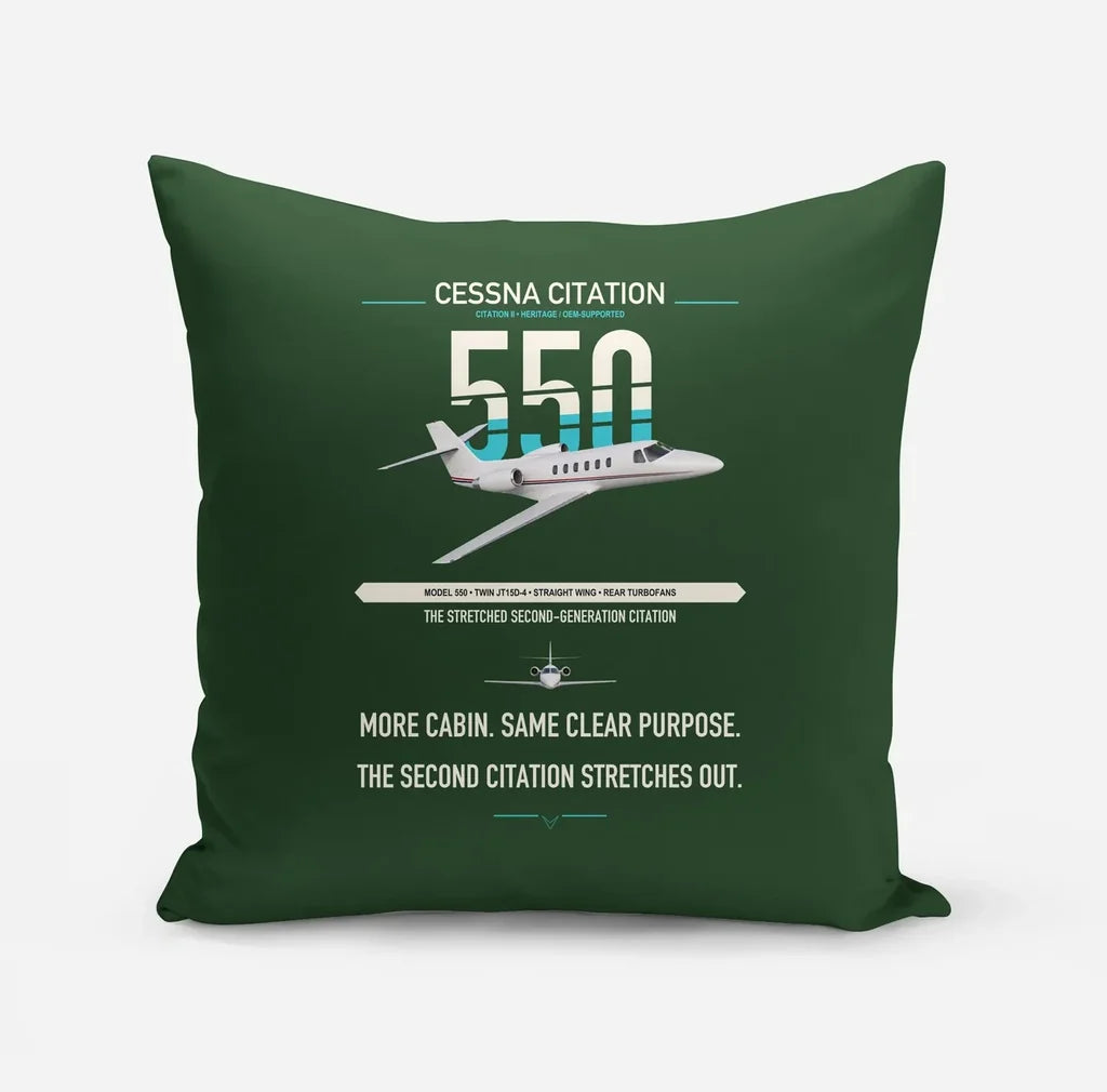 Cessna Citation 550 - Citation II design on dark green pillow