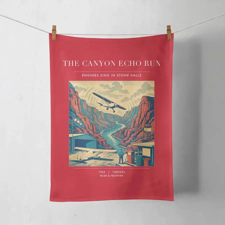 VINTAGE G4338 - The Canyon Echo Run - Designed Towels design on red