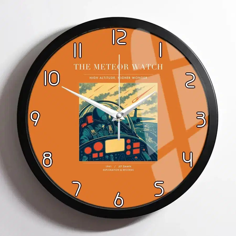 VINTAGE G4212 - The Meteor Watch - Designed Wall Clocks design on orange framed