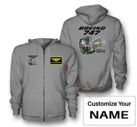 Thumbnail for Boeing 747 & GENX Engine Designed Zipped Hoodies - view 13