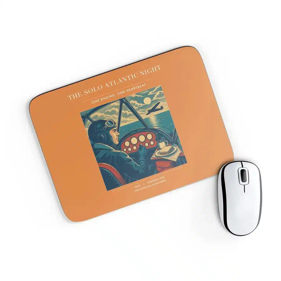 VINTAGE G4294 - The Solo Atlantic Night - Designed Mouse Pads design on orange rectangle